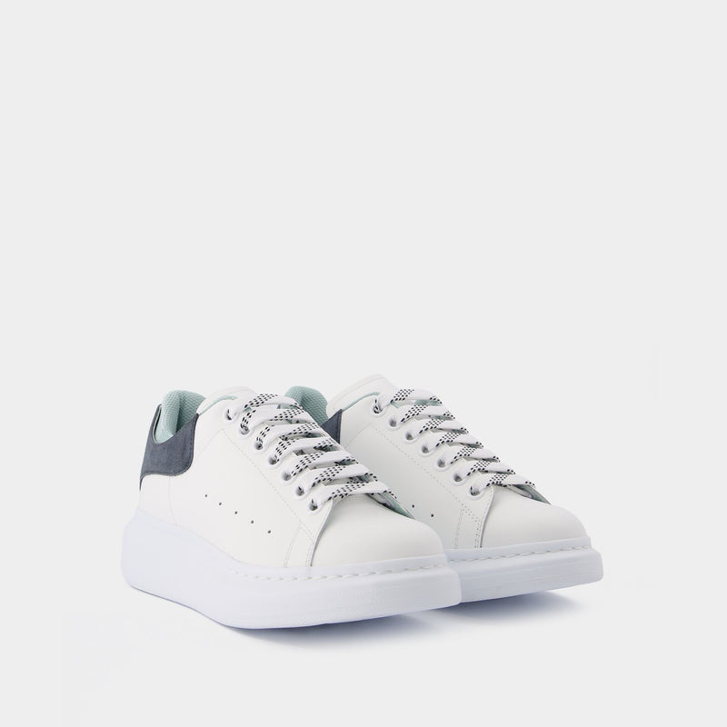 Oversize sneakers in Silver and White Leather
