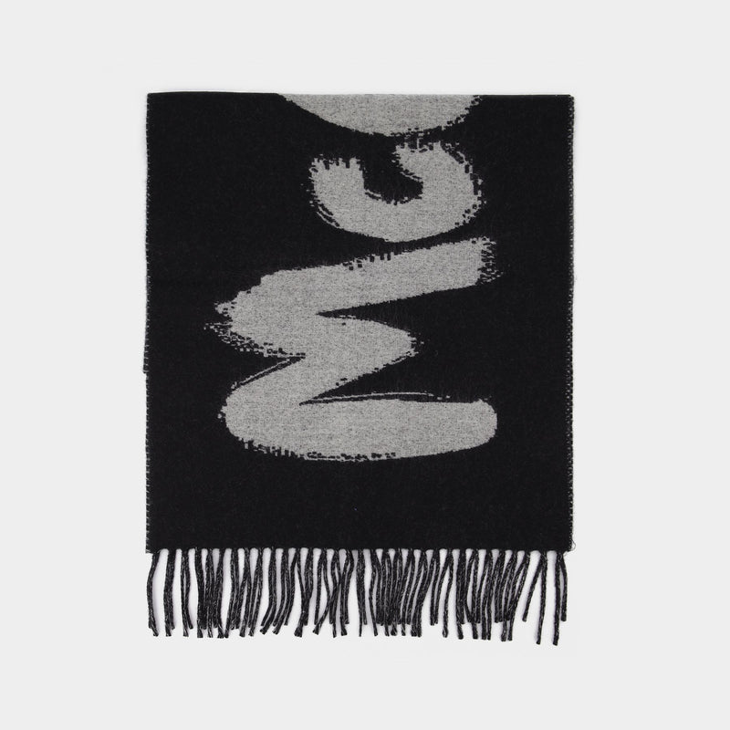 Sc Graffiti Scarf - Alexander Mcqueen -  Black/Ivory - Wool