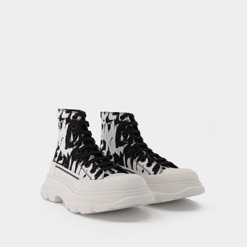 Tread Slick Sneakers in White Fabric