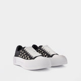 Oversize Sneakers in Black & Silver Leather