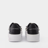 Oversize Sneakers in Black & Silver Leather