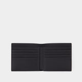 Allover Biffold Wallet in Black and White Leather