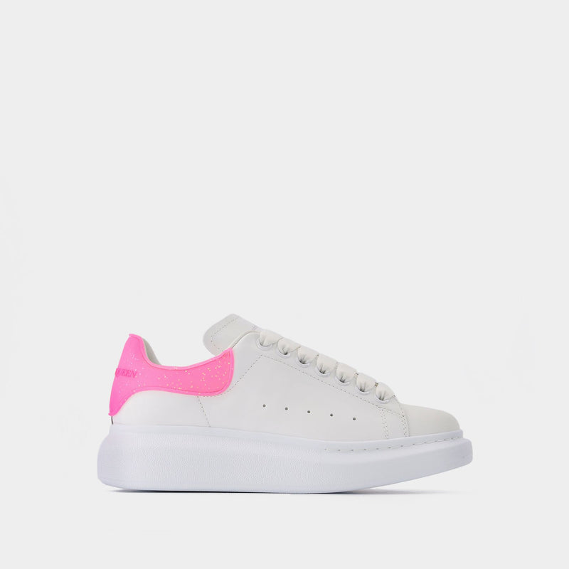 Oversize Sneakers in White/Pink Leather