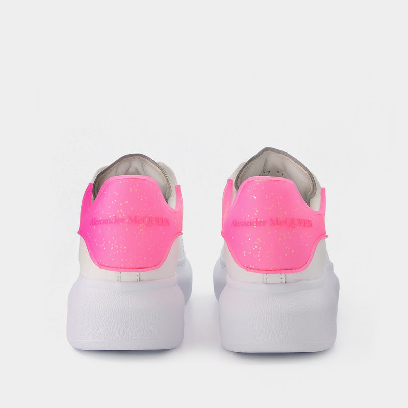 Oversize Sneakers in White/Pink Leather