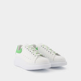 Oversize Sneakers in White/Green Leather