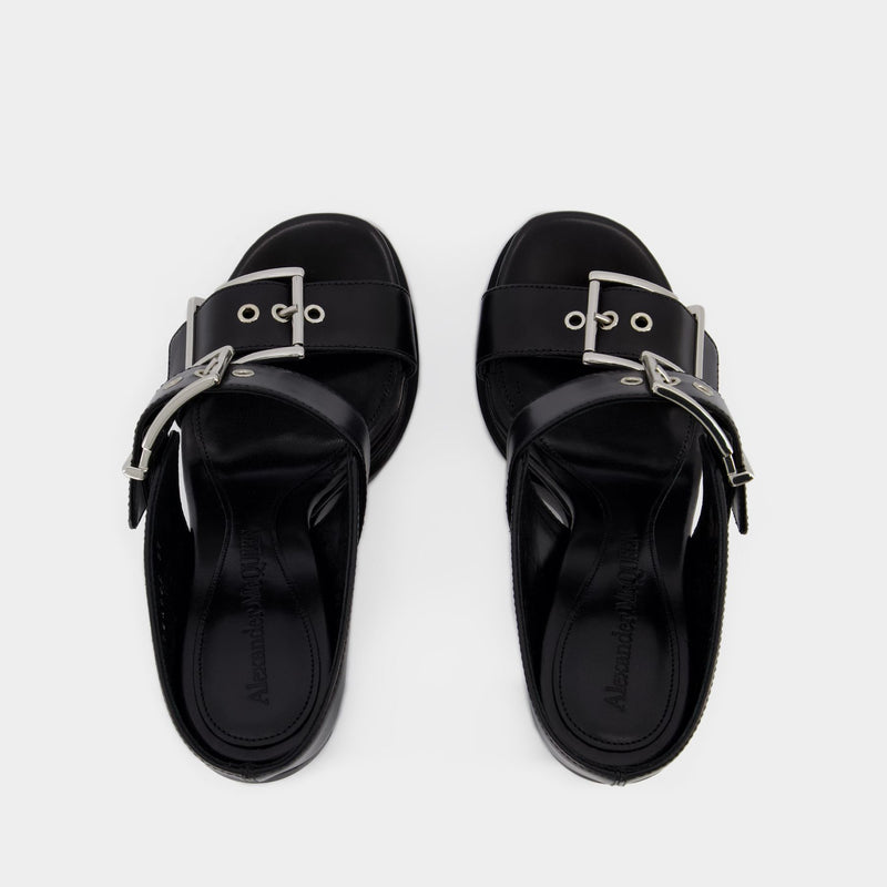 Leath S.Leath Sandals - Alexander McQueen - Leather - Black/Silver