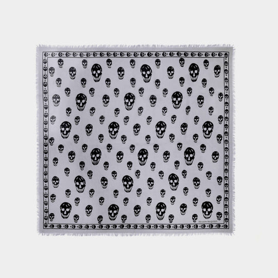 Ca Skull 104X120 Scarf - Alexander Mcqueen - Blue/Black - Wool