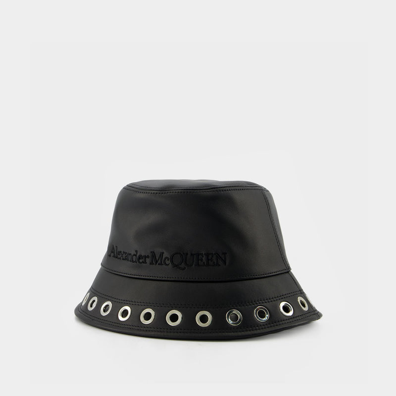 Leather Eyelet Hat - Alexander Mcqueen - Black - Leather