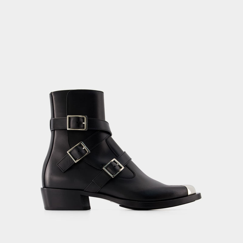 Punk Ankle Boots - Alexander Mcqueen - Leather - Black/Silver