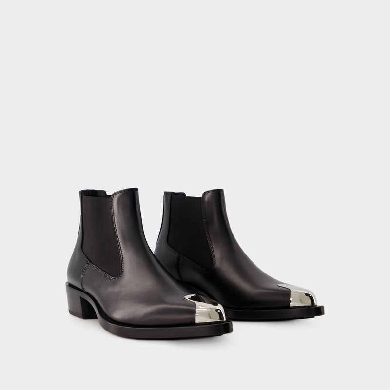 Chelsea Boots - Alexander Mcqueen - Leather - Black/ Silver