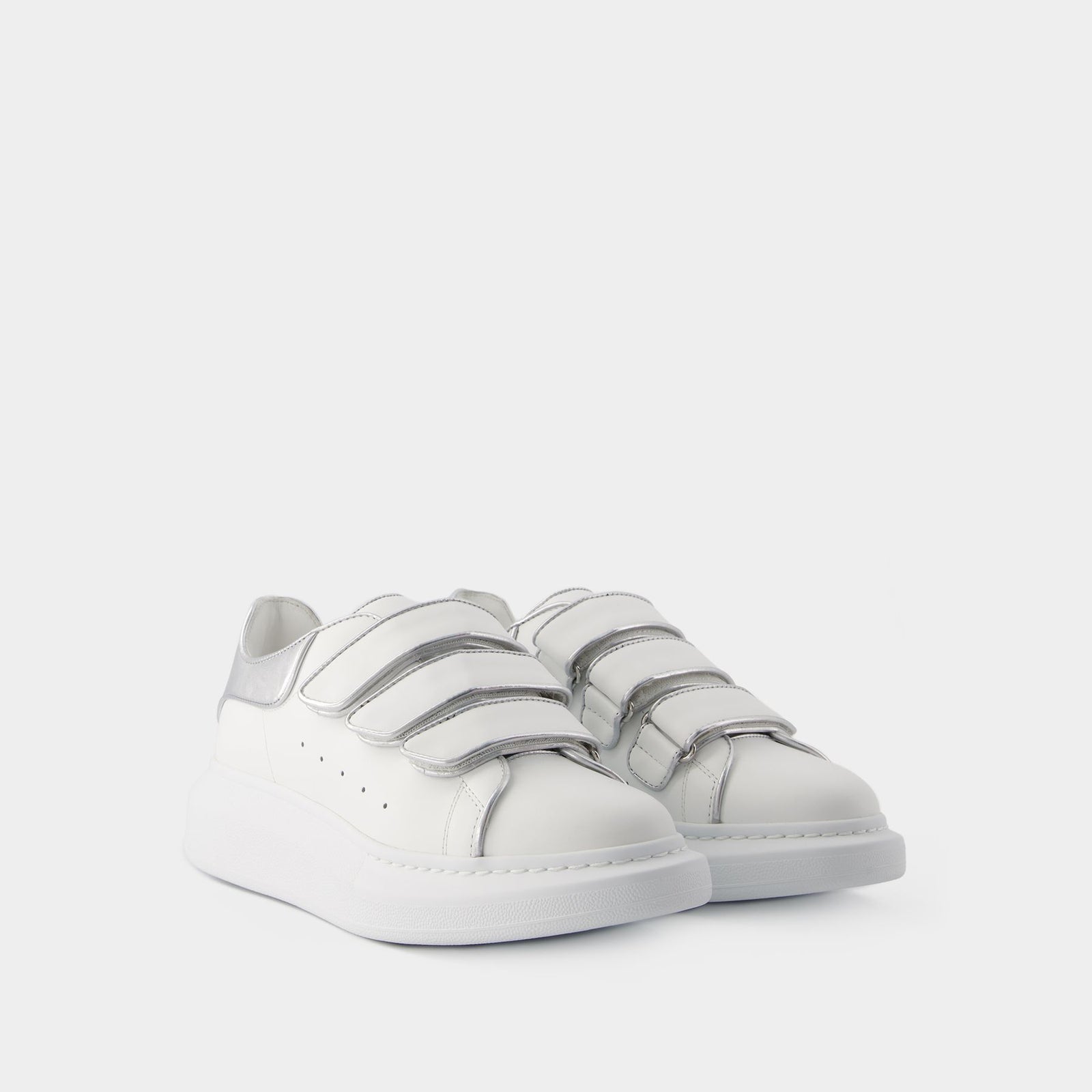 Oversized Sneakers Alexander Mcqueen Leather White Silver