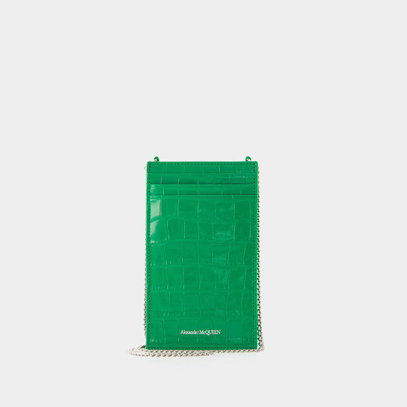 Phone Holder with Chain - Alexander Mcqueen - Leather - Green