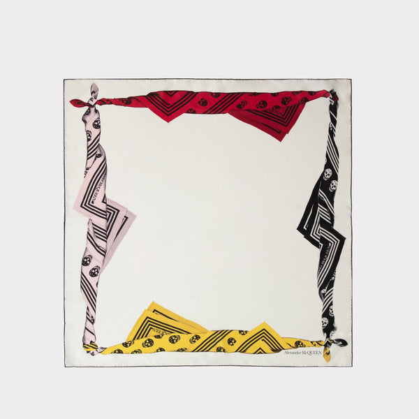 Knot Biker Scarf - Alexander McQueen - Twill - White/Multi