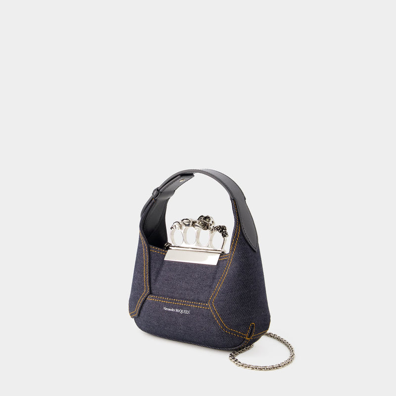 Jewelled Mini Hobo Bag - Alexander Mcqueen - Leather - Black