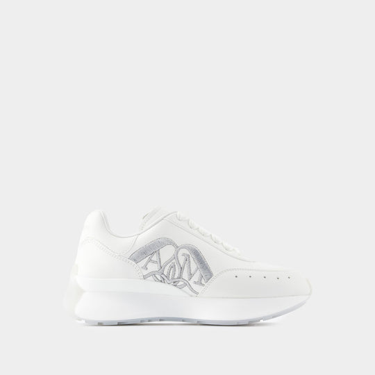 Sprint Runner Sneakers - Alexander McQueen - Leather - White/Silver