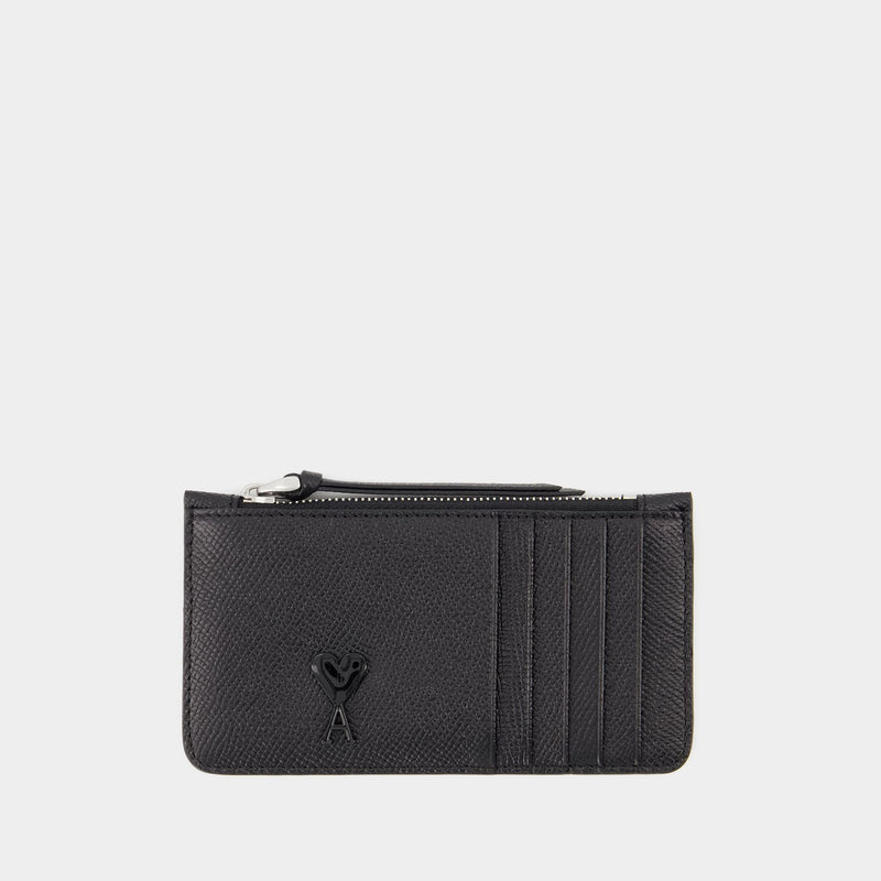 ADC Zipped Card Holder - AMI Paris - Leather - Black