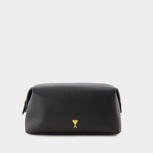 Paris Toilet Pouch - AMI Paris - Leather - Black