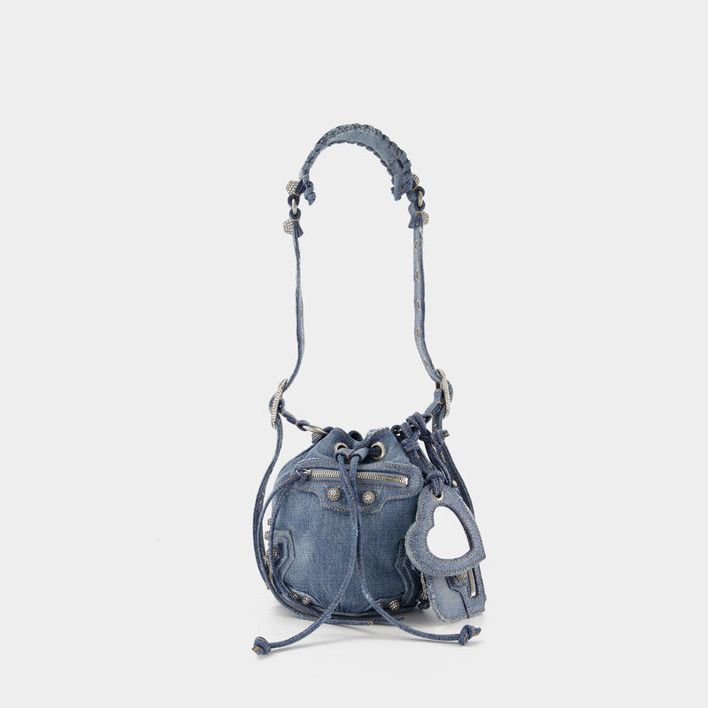 Le Cagole Bucket XS Bag - Balenciaga - Denim - Blue