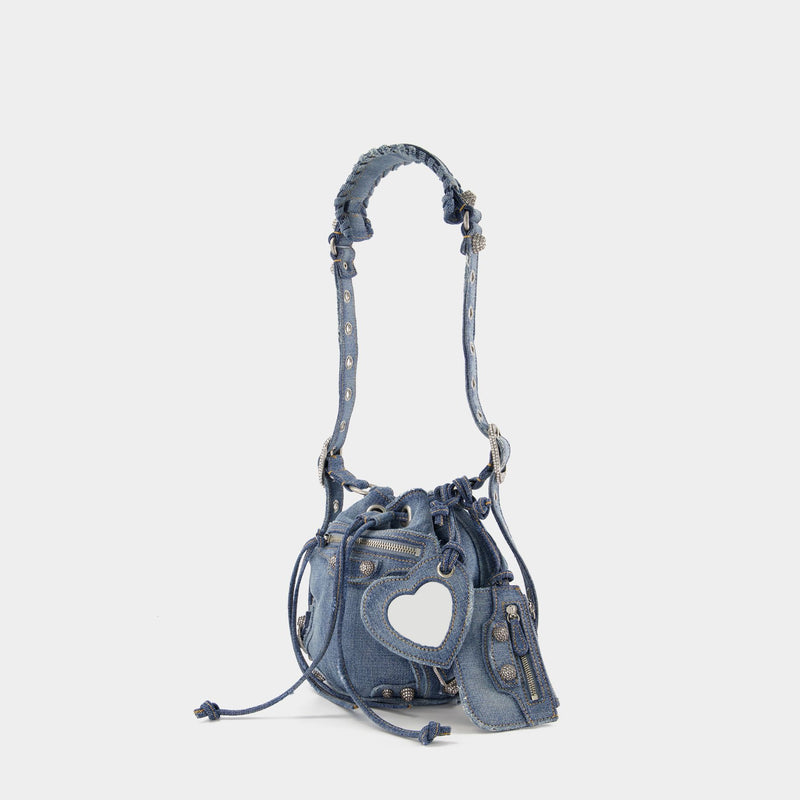 Le Cagole Bucket XS Bag - Balenciaga - Denim - Blue