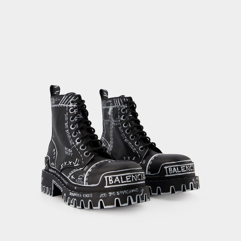 Strike L20 Ankle Boots - Balenciaga -  Black/White - Leather