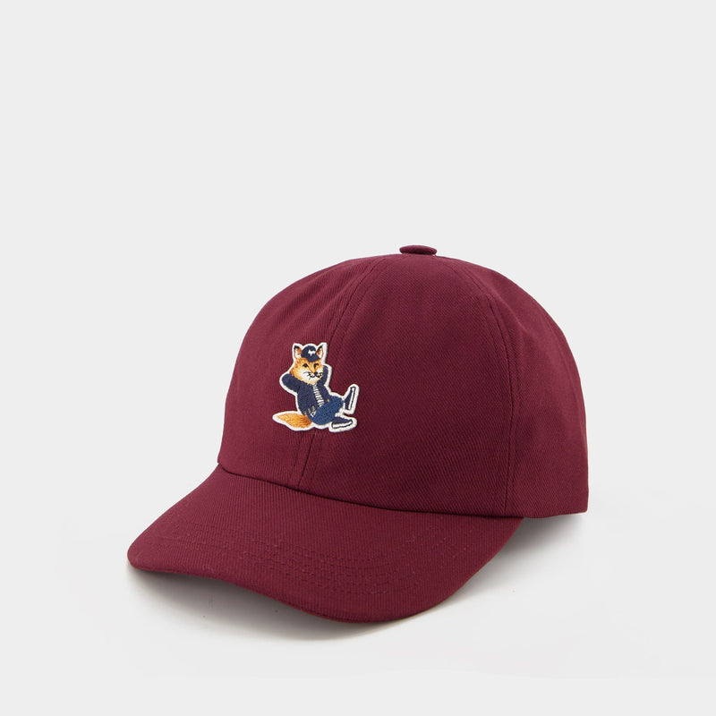 Dressed Fox Baseball Cap in Red Cotton