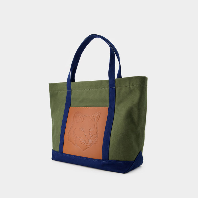 Classic Fox Head Pocket Tote Bag - Maison Kitsune - Canvas - Army Green