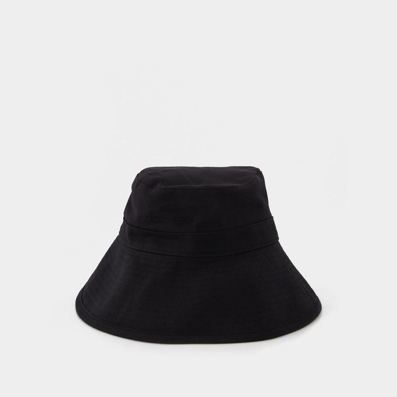 Le Bob Linu  Bucket Hat in Black Canvas