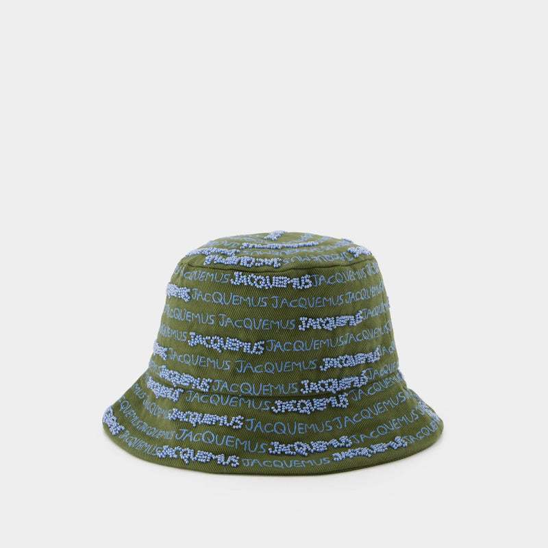 Bordado Bucket Hat - Jacquemus -  Khaki - Cotton