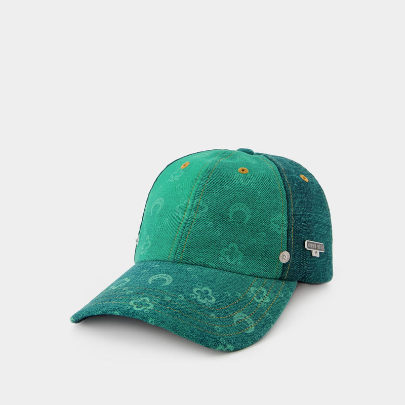Regenerated Denim Hat - Marine Serre - Green Fluo/Stripes - Cotton