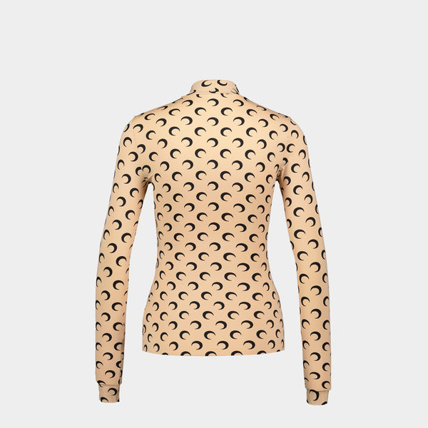 Regenerated All Over Moon T-Shirt- Marine Serre - Beige