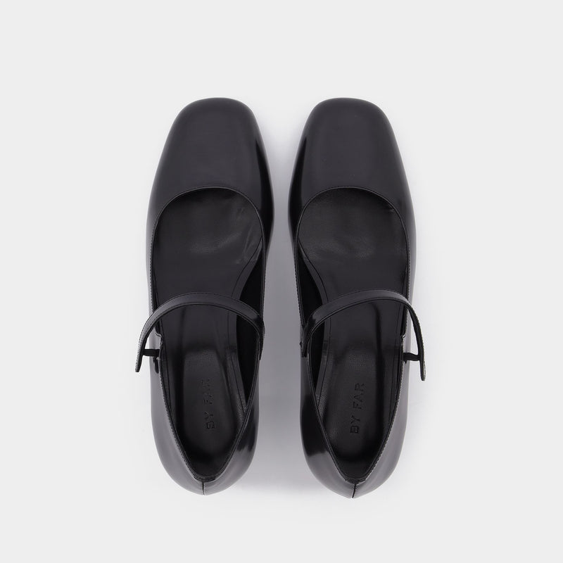Ginny Black Semi Patent Leather Sandals