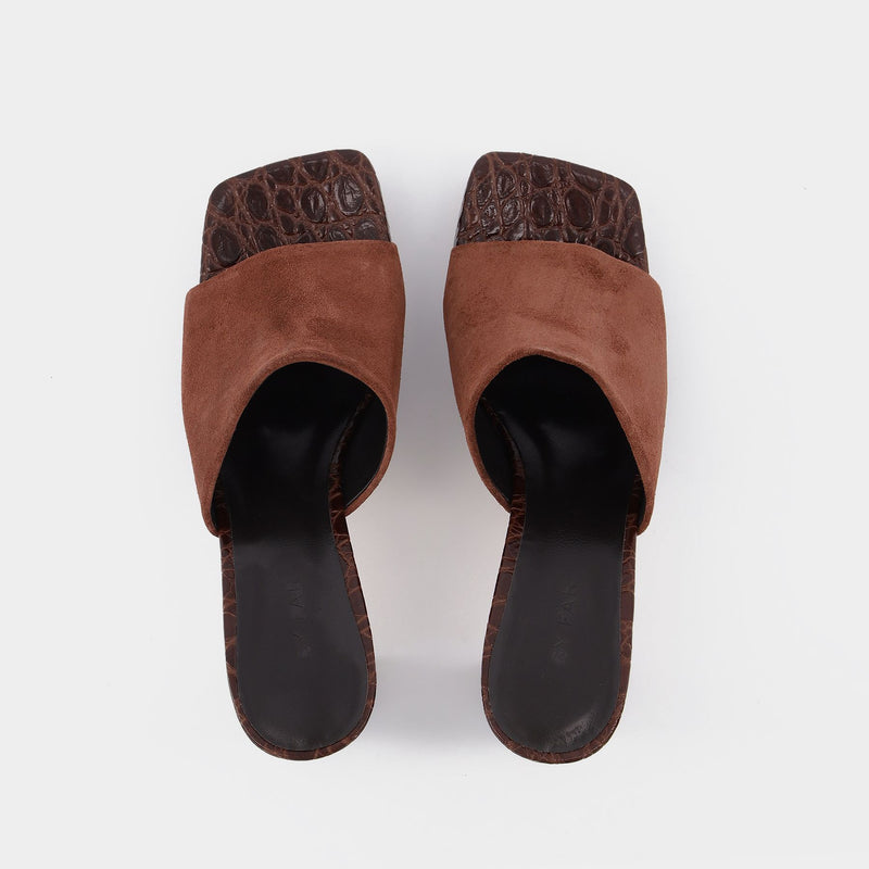 Beliz Sequoia Croco and Suede Leather Sandals