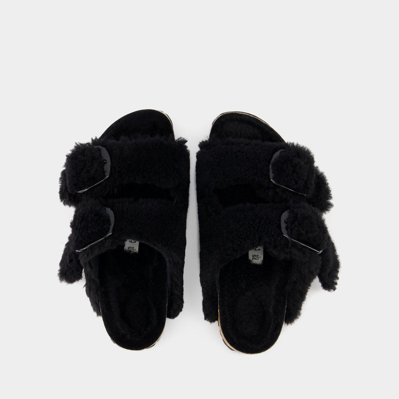 Arizona BB Shearling Teddy Sandals - Birkenstock - Wool - Black