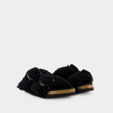 Arizona BB Shearling Teddy Sandals - Birkenstock - Wool - Black