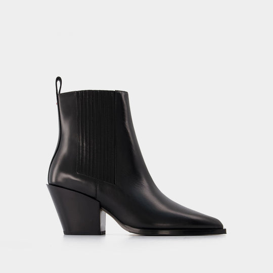 Kate 75Mm Block Heel in leatherSquare Toe Ankle Boot