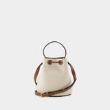 Drawstring Bucket Hobo Bag - Burberry - Cotton - White