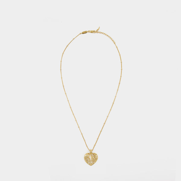 Peace And Love Heart Necklace in Recycled Gold