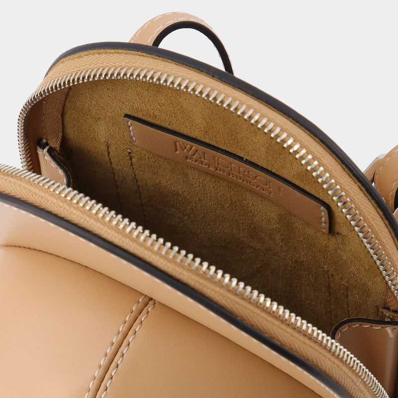 Midi Cap Bag in Beige Leather