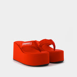 Branded Wedge Sandals in Red