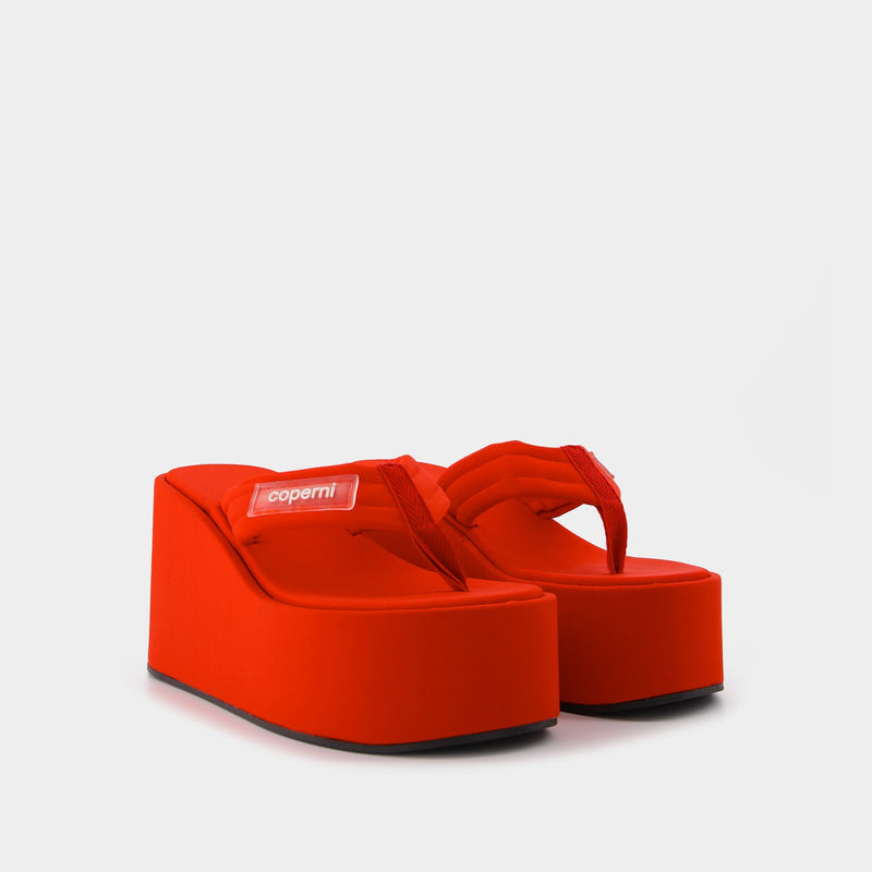 Branded Wedge Sandals in Red