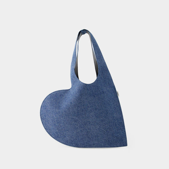 Mini Heart Shopper Bag - Coperni - Canvas - Washed Blue
