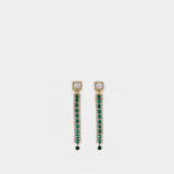 Long Earrings With Baguette Gold-tone Stones