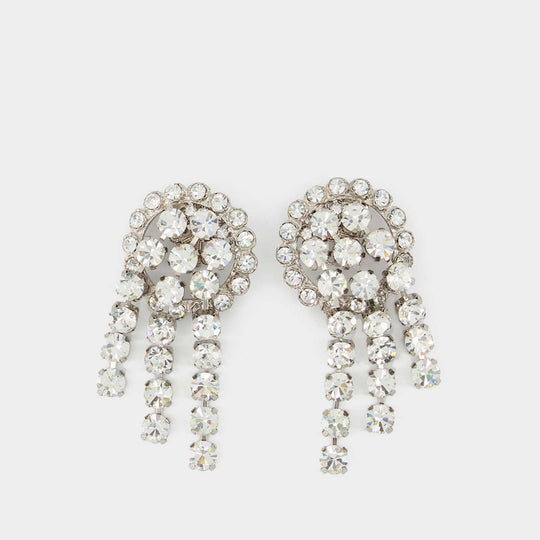 Crystal Cascade Earring - Alessandra Rich - Silver - Brass