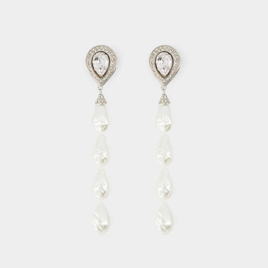 Pearl Cascade Earring - Alessandra Rich - Silver - Brass