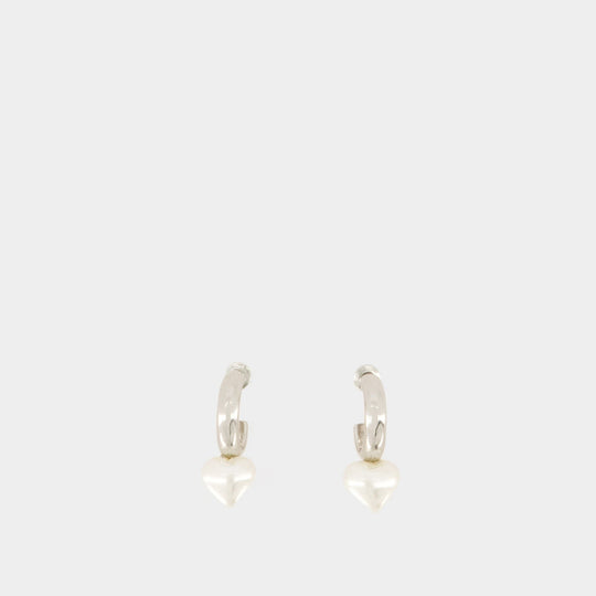 Mini Heart Hoop Earrings - Simone Rocha - Beige
