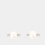 Mini Pearl & Double Crystal Earrings - Simone Rocha - White