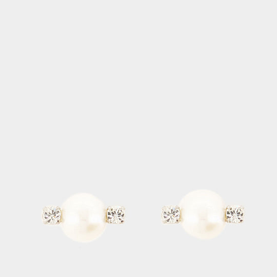 Mini Pearl & Double Crystal Earrings - Simone Rocha - White