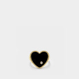 Mini Heart Diamond Signet Ring  in Yellow Gold
