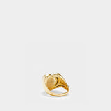 Mini Heart Diamond Signet Ring  in Yellow Gold