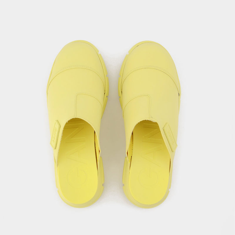 Yellow Recycled Rubber Retro Mules